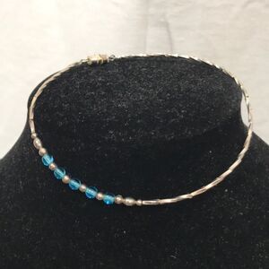 SILVER and Blue Colored Ankle Bracelet